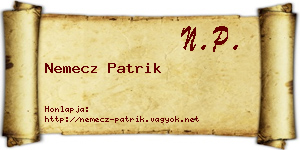 Nemecz Patrik névjegykártya
